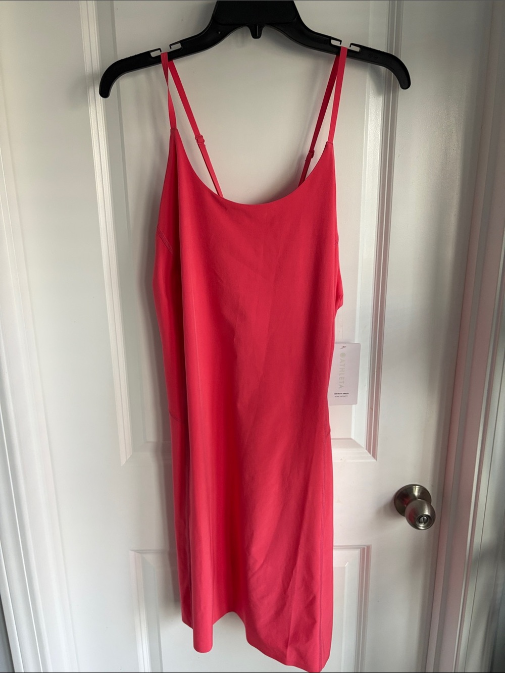 Athleta Coral-Red Slip Chemise with Adjustable Straps